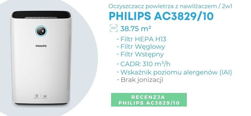 Oczyszczacz powietrza z nawilżaczem Philips dla alergików i astmatyków