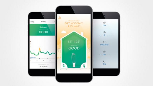 Screen aplikacji do oczyszczaczy powietrza Dyson Link