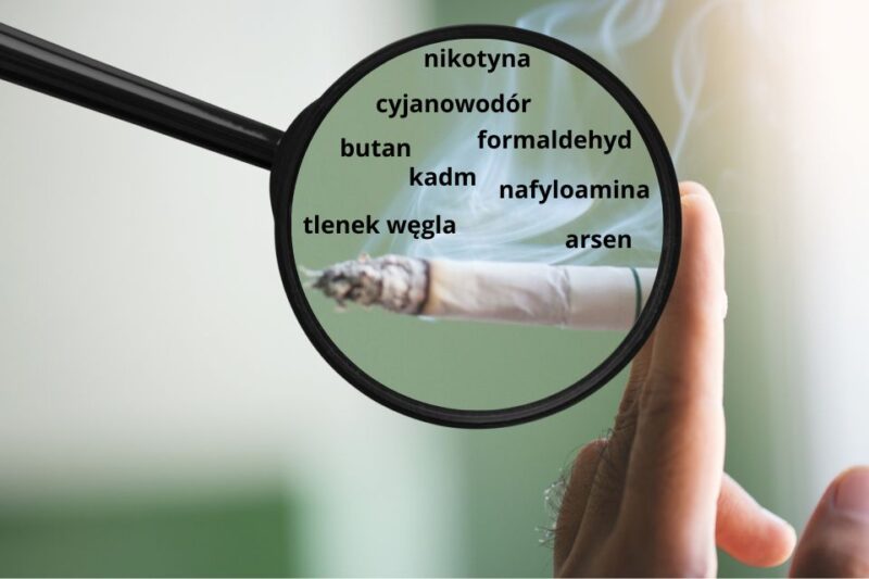przykładowe składniki dymu tytoniowego